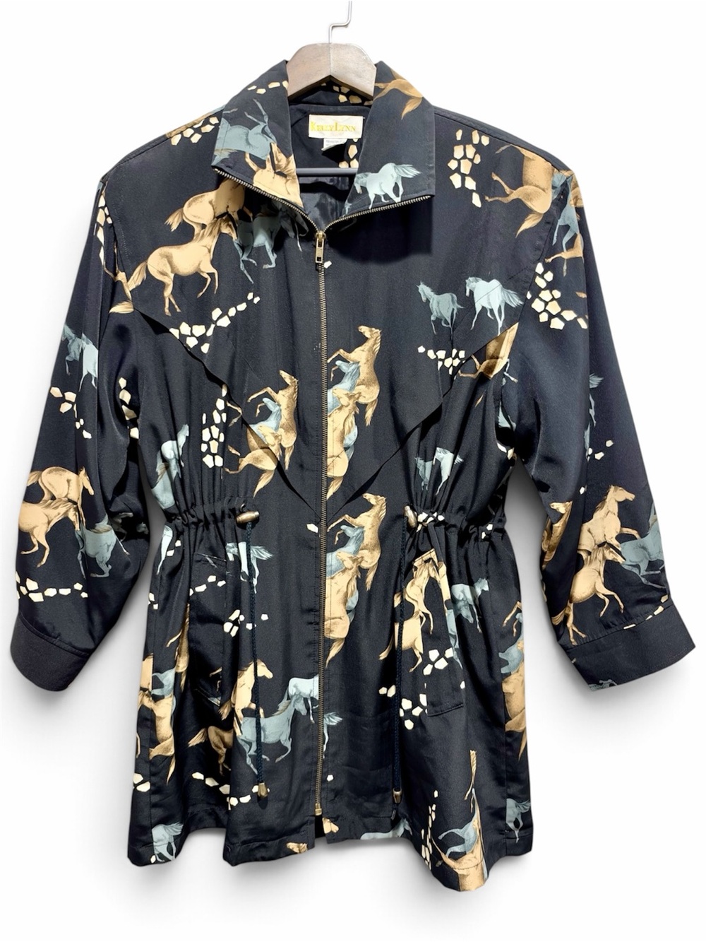 Vintage 90s Equestrian Horse Print Jacket XL Horse Crest Buttons